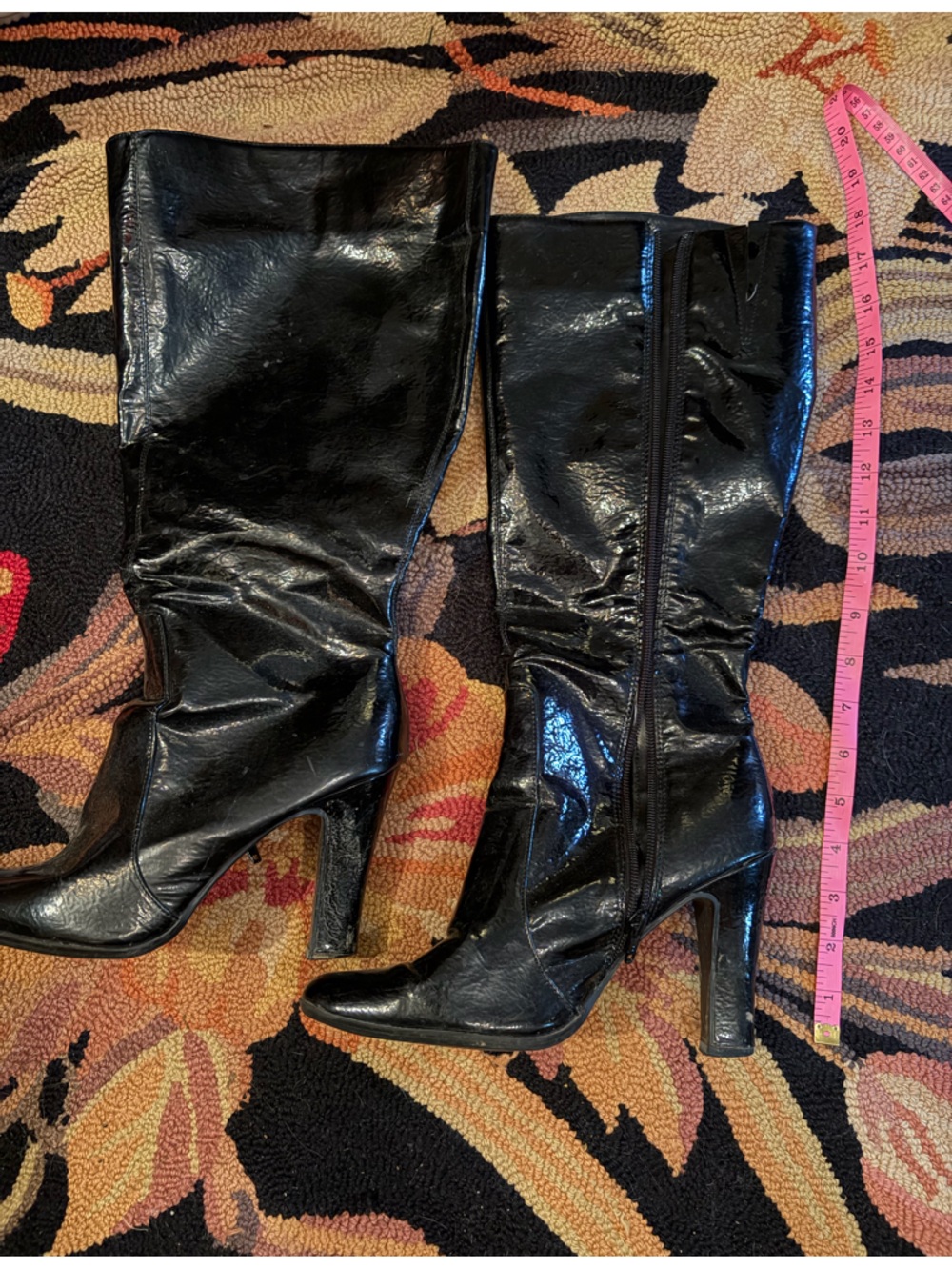 Classic Black Patent Heeled Knee-High Boots